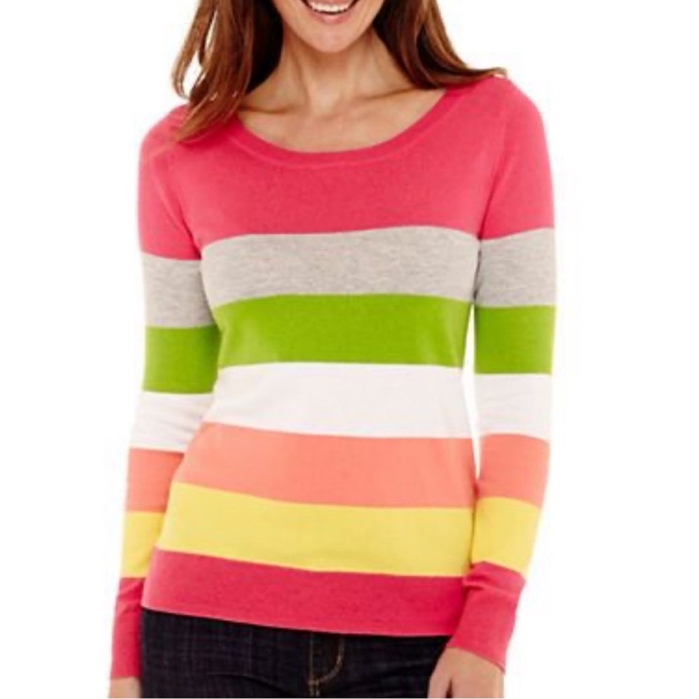 NWOT Liz Claiborne Stripe Crewneck Sweater XL